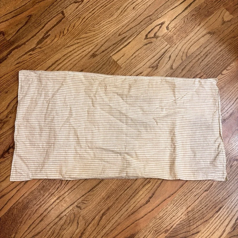 Pottery Barn Set of 2 Linen Cotton Stripe Pillow Shams 36x20 Beige Standard